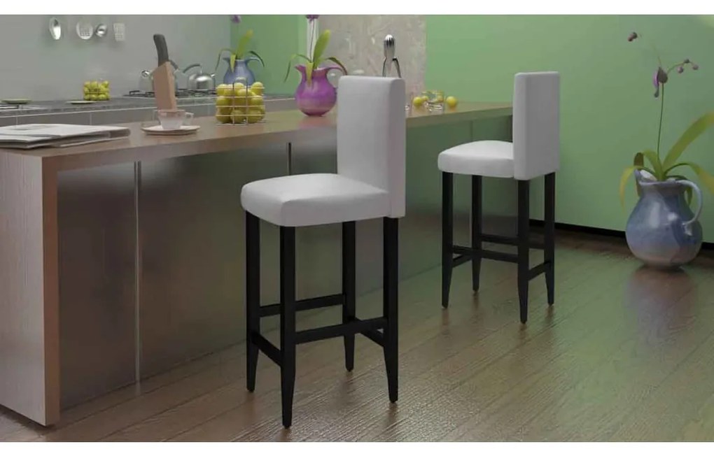 Bancos de bar 4 pcs couro artificial branco