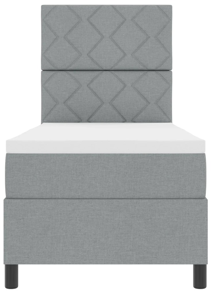 Cama Box Spring com Colchão Cinza Claro 80x200 cm Tecido