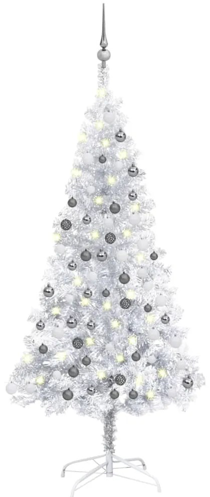 vidaXL Árvore Natal artificial pré-iluminada c/bola 120cm PET prateado