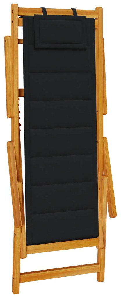Cadeiras de Praia Dobráveis vidaXL 2 pcs Preto Madeira Sólida de Acáci