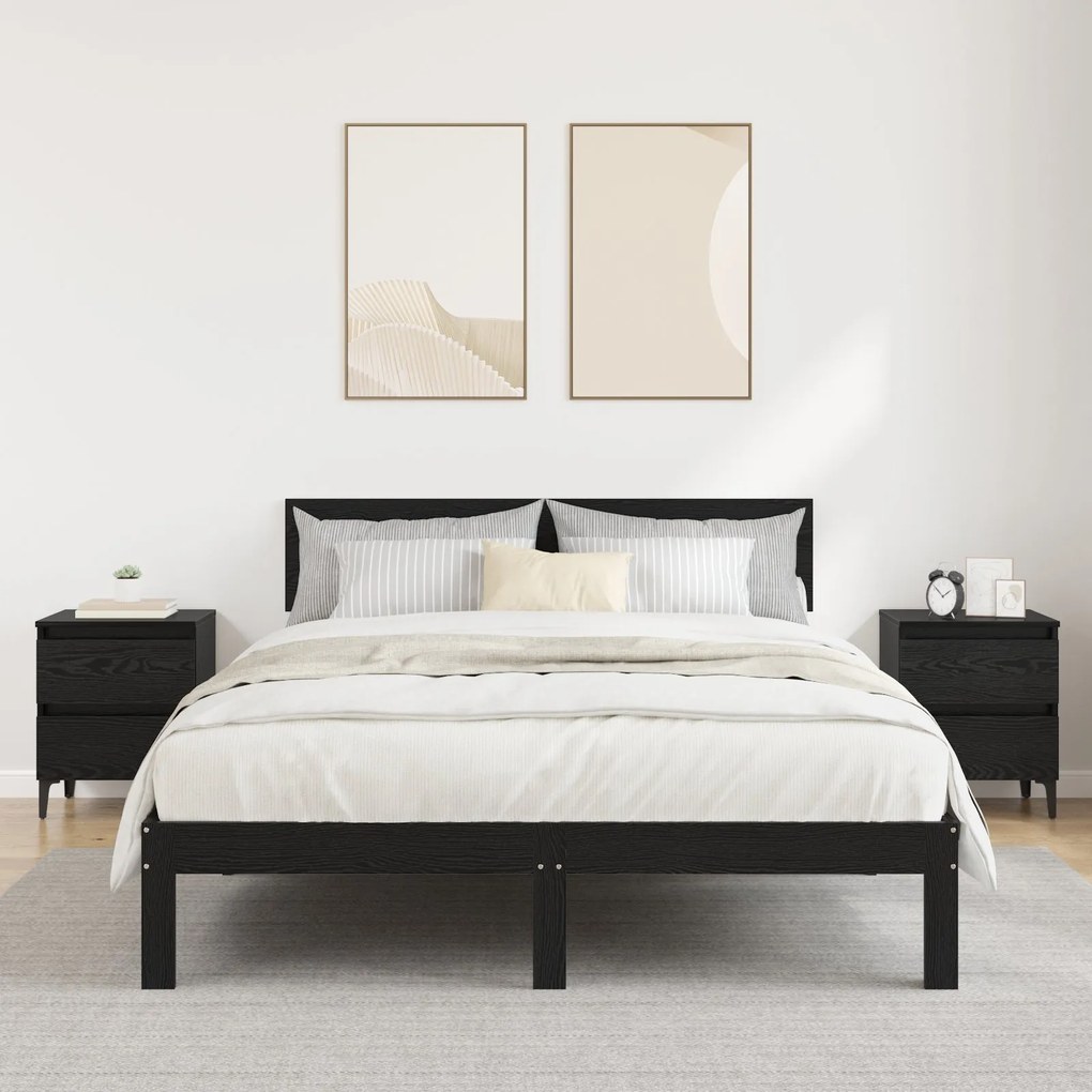 Mesas de Cama 2 pcs Carvalho Preto 40x35x50 cm Madeira Engenharia