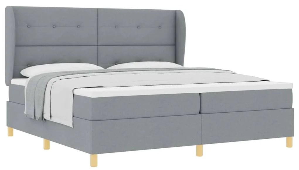 Camas Box Spring vidaXL com Colchão em Cinza Claro, 200x200 cm, Têxtil