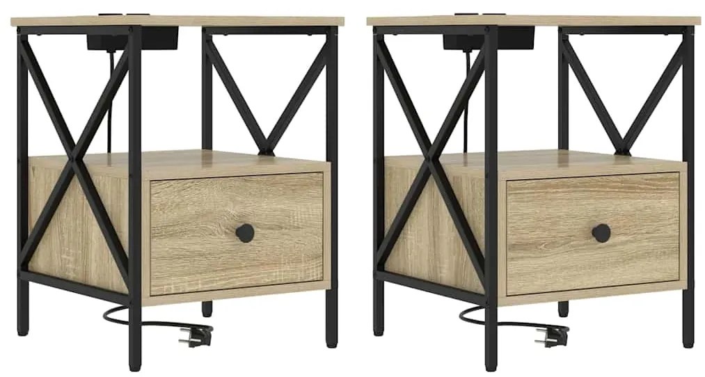 Armário de Cabeceira 2 pcs Carvalho sonoma 41.5 x 40.5 x 55 cm