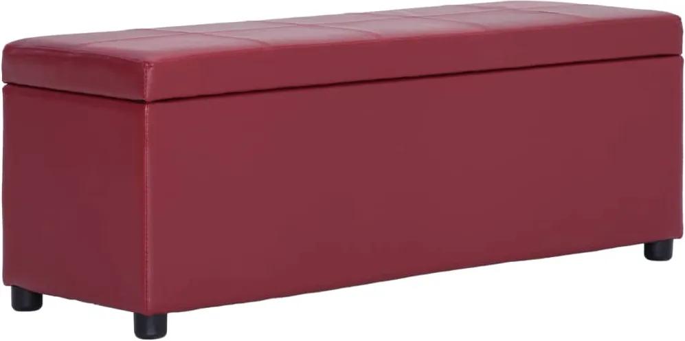 Banco c/ comp. arrumação 116 cm couro artificial vermelho tinto