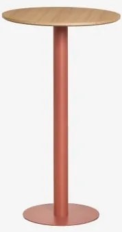 Mesa Alta De Bar Redonda Ø60 Cm Em Mdf Xiren Castanho Madeira Natural – Terracota - Sklum