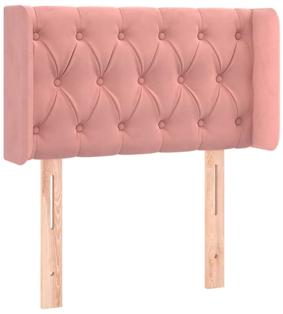 Cabeceira de cama c/ luzes LED veludo 83x16x78/88 cm rosa