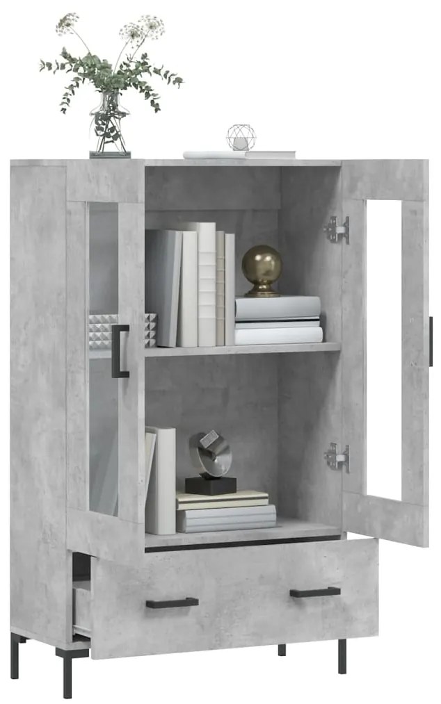 Aparador alto 69,5x31x115 cm derivados de madeira cinza-cimento