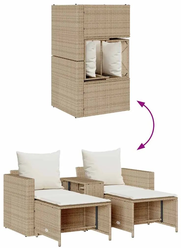 5 pcs conjunto sofás de jardim c/ almofadões empilhável vime PE