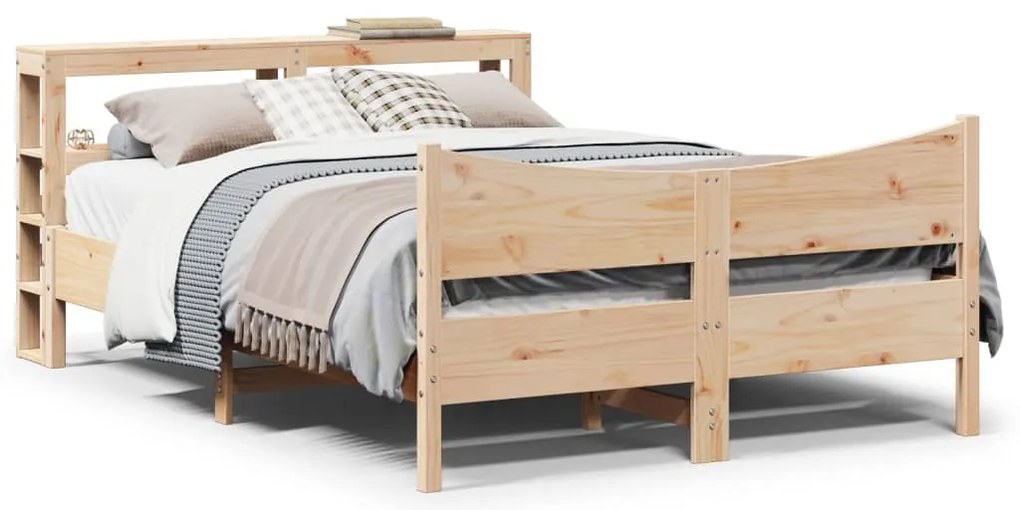 vidaXL Estrutura de cama com cabeceira 140x200 cm pinho maciço