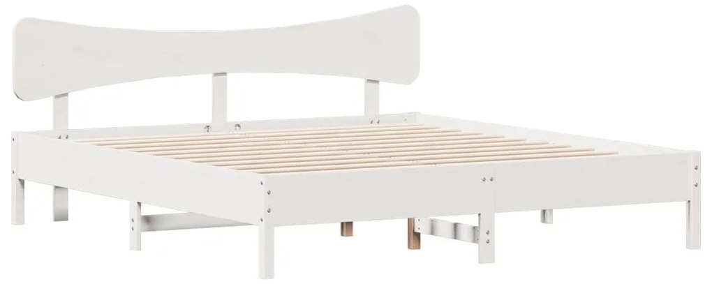 Cama sem colchão 160x200 cm madeira de pinho maciça branco