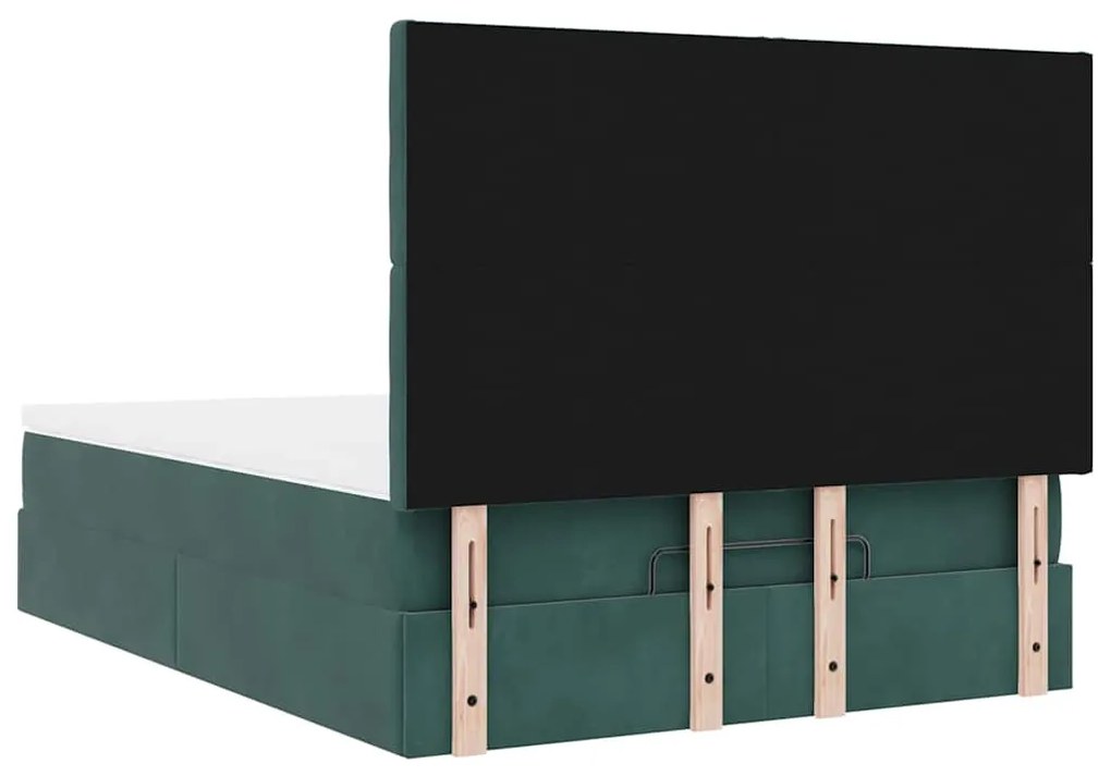 Estrutura cama otomana colchões 140x200 cm veludo verde escuro