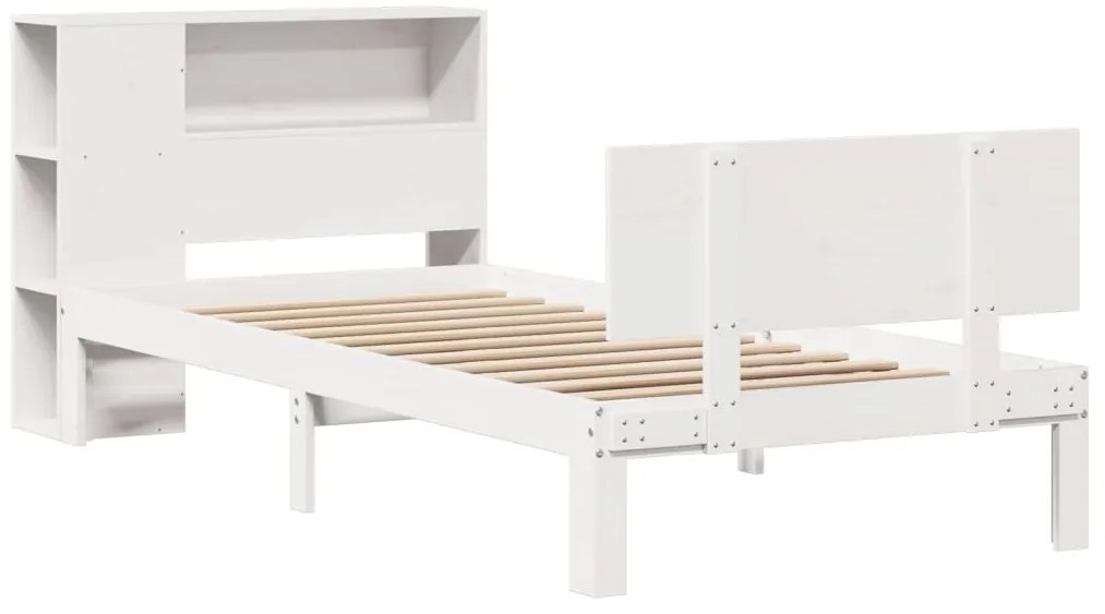 Cama com estante sem colchão 90x200 cm pinho maciço branco