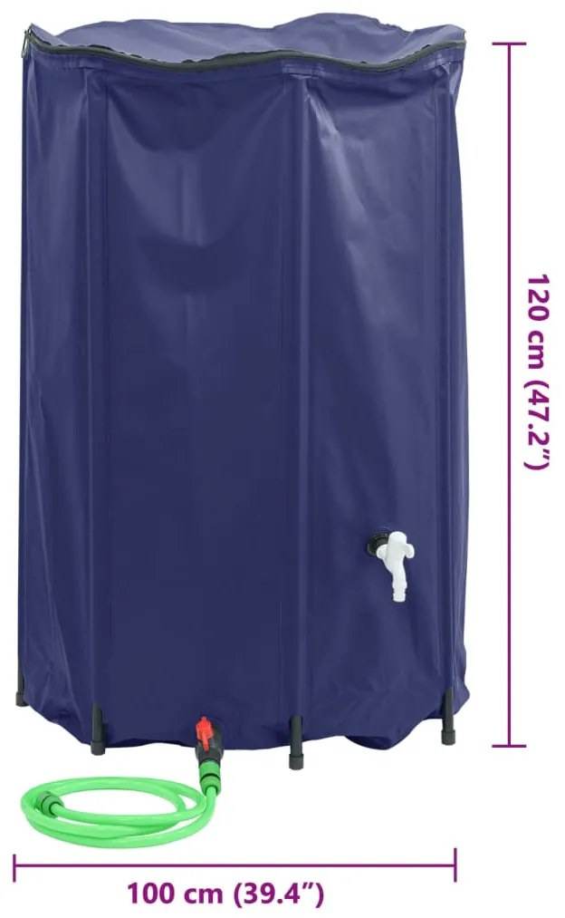 Depósito de água dobrável com torneira 1000 L PVC