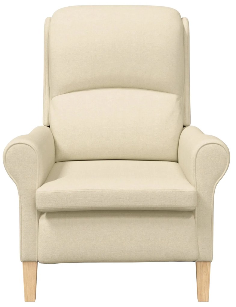 Poltrona Moderna Creme Tecido e Madeira Média Poltrona Creme