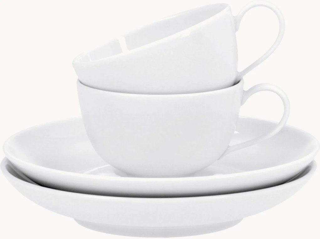 Chávenas de café expresso de porcelana artesanal com pires Urbino, conjunto de 2