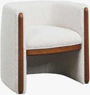 Pack De 2 Cadeiras De Jantar Com Braços Em Madeira E Tecido Bouclé Bekasi Tecido Bouclé Off White - Sklum