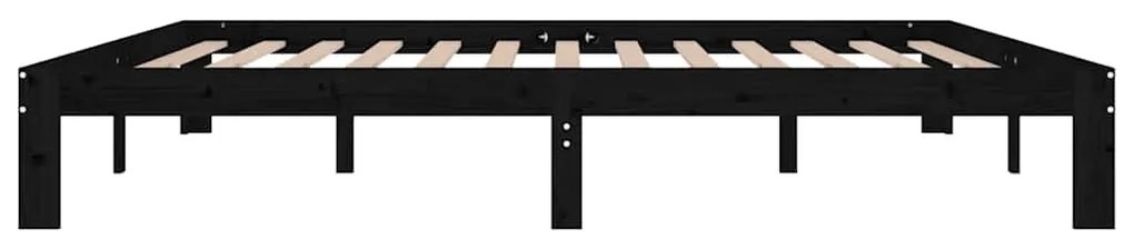 Estrutura de cama 200x200 cm pinho maciço preto