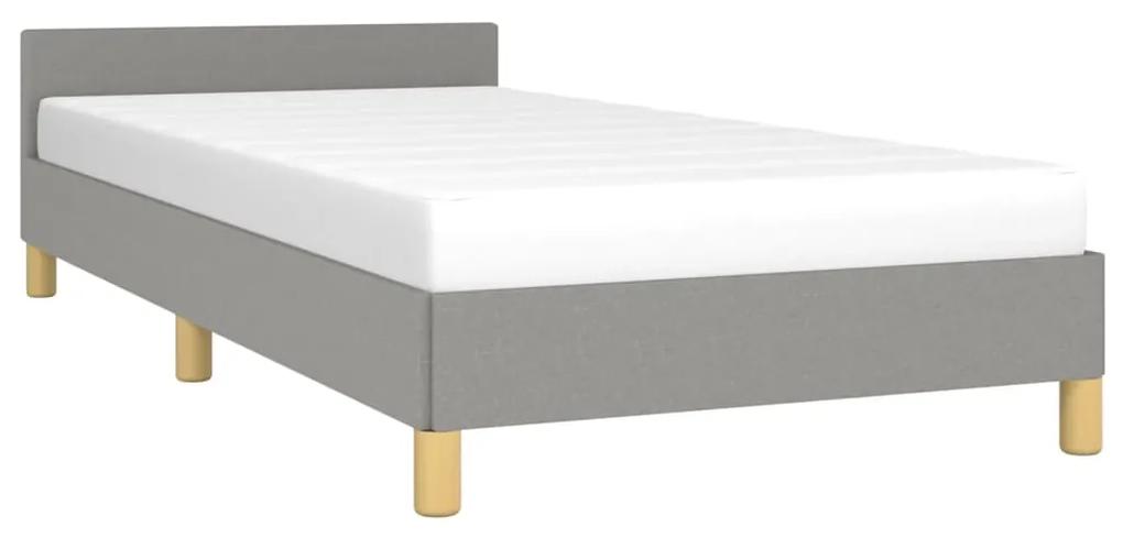 Estrutura de cama c/ cabeceira tecido 90x190 cm cinza-claro
