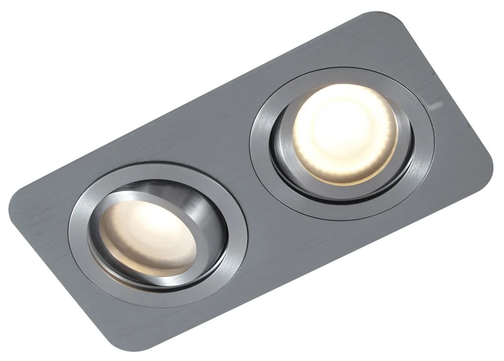 Conjunto de 6 focos embutidos arredondados cor de chumbo GU10 50mm ajustáveis IP44 2-Lights - Alberto Moderno