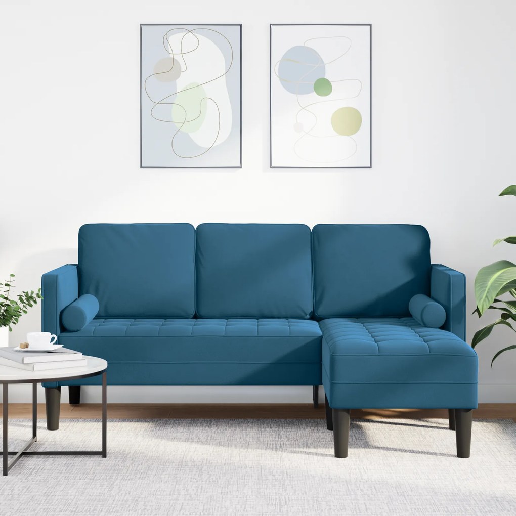 vidaXL Sofá em L Azul 173x131x67 cm Veludo