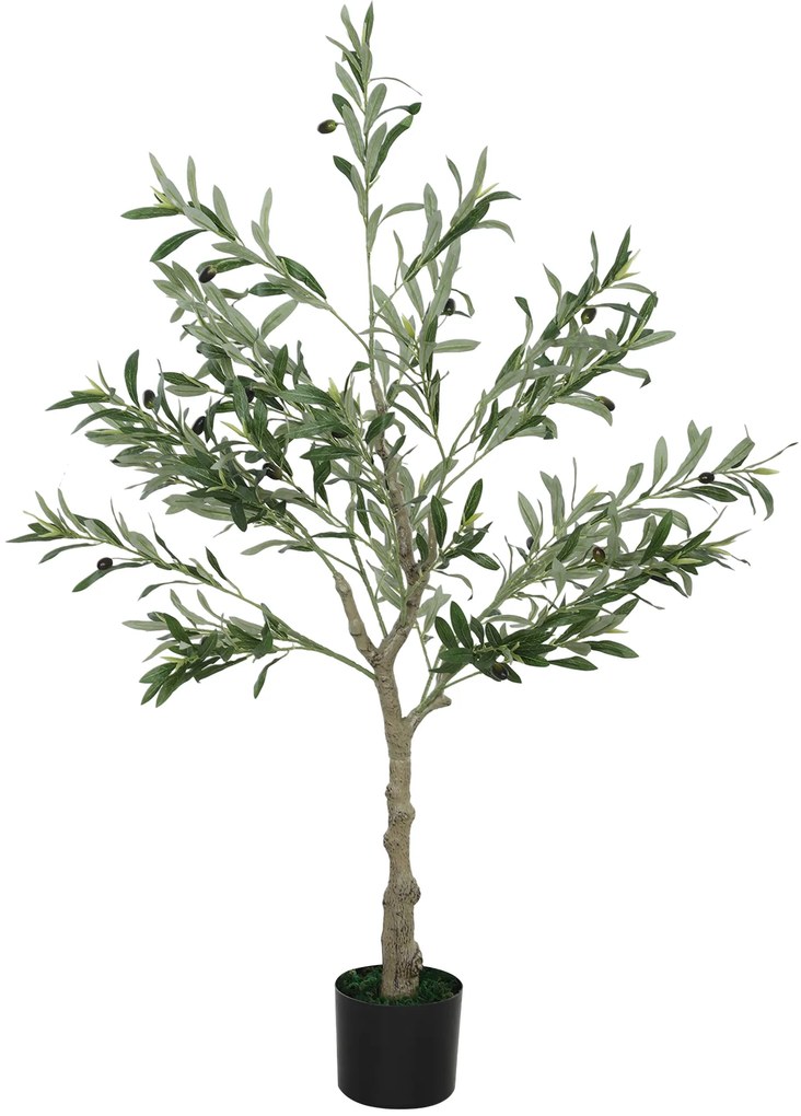 Oliveira Artificial Planta Artificial Decorativa de Interior com 20 Azeitonas Decoração  Ø15x120 cm Verde