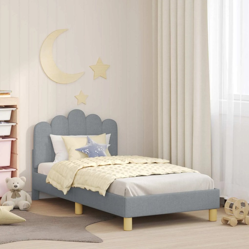 vidaXL Estrutura de Cama Infantil com Cabeceira Cinzento-claro