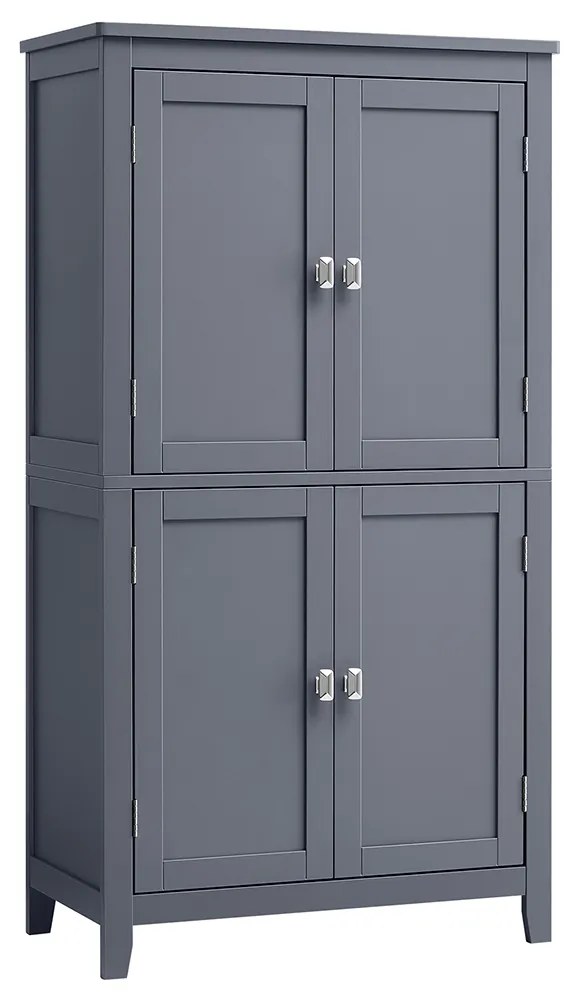 Armário de chão para banheiro VASAGLE, unidade de armazenamento para banheiro, armário independente com 4 portas, prateleiras ajustáveis, 11,8 x 23,6 x 43,3 polegadas, cinza ardósia BBC552G01