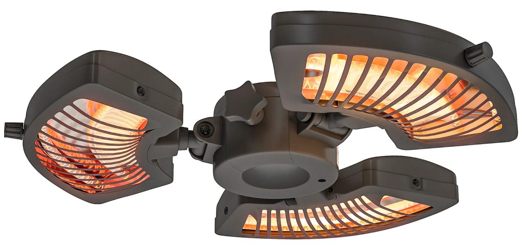 Outsunny Aquecedor por Infravermelhos para Chapéu de Sol 2400W Aquecedor Exterior Elétrico de Alumínio com 3 Níveis de Aquecimento Proteção Anti-Tombo IP44 para Pátio e Jardim Ø55x8 cm Preto