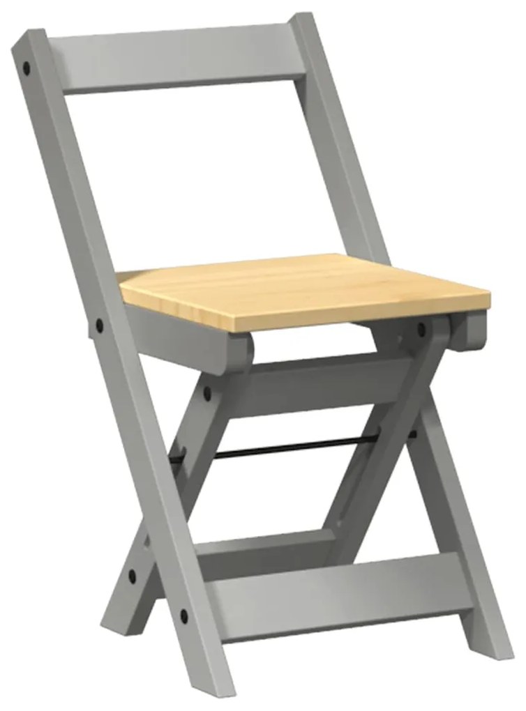 Cadeiras de jantar dobráveis 2 pcs Corona pinho maciço cinzento