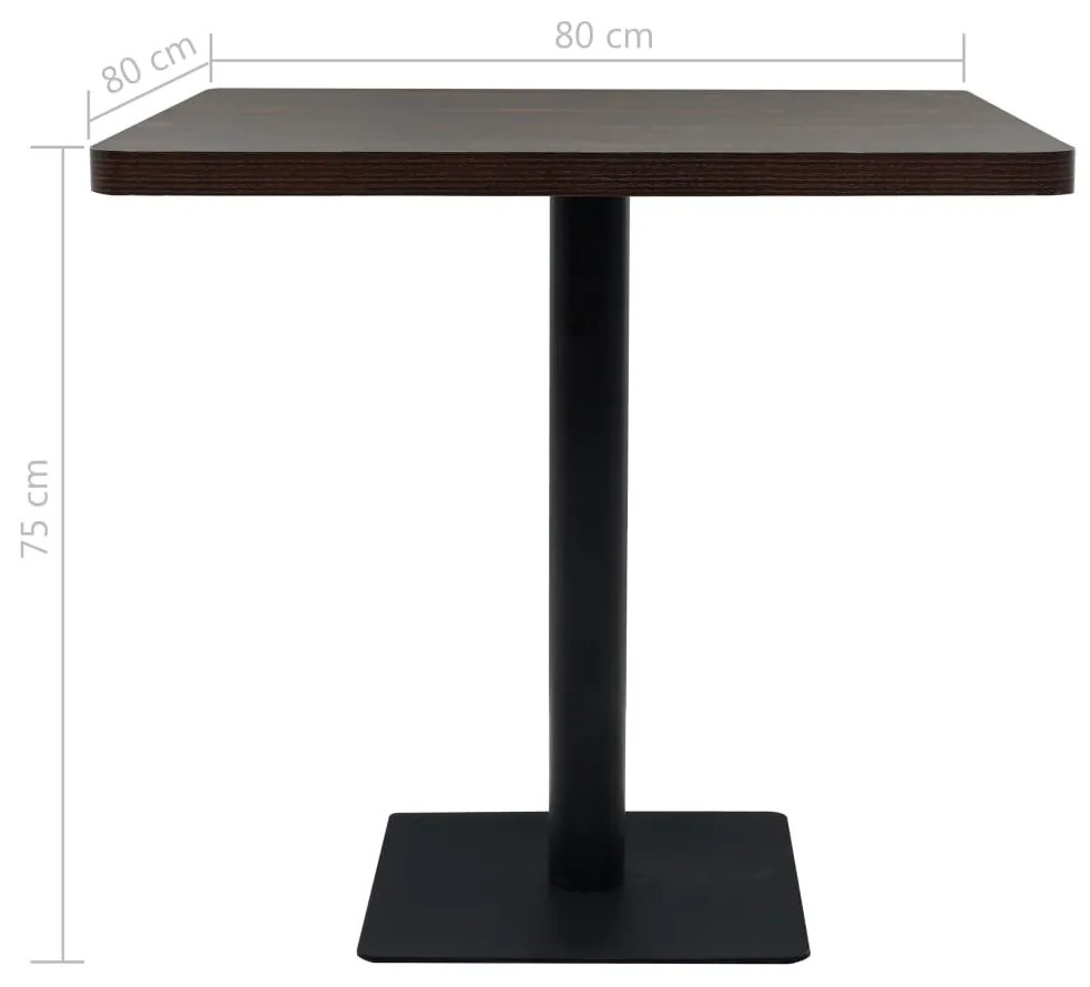 Mesa bistrô em MDF e aço quadrada 80x80x75 cm cinzento escuro