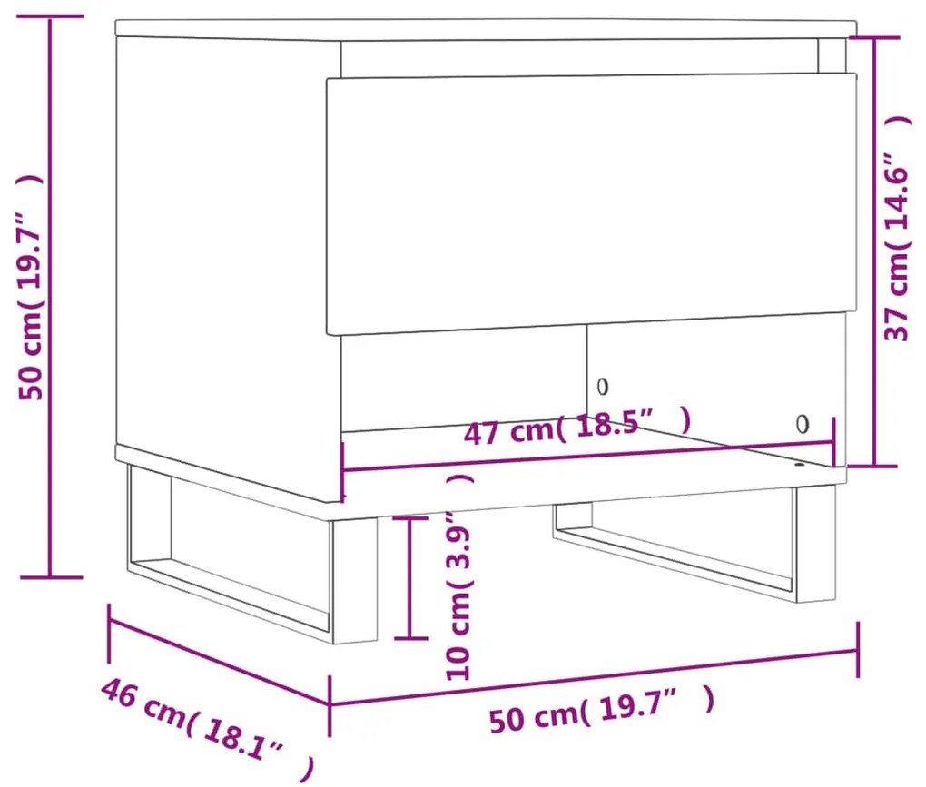 Mesa de centro 50x46x50 cm derivados de madeira carvalho fumado