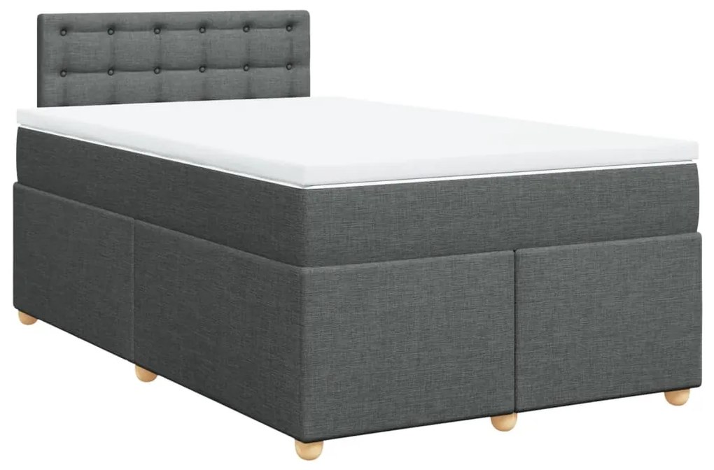 Cama boxspring com colchão 120x190 cm tecido cinzento-escuro