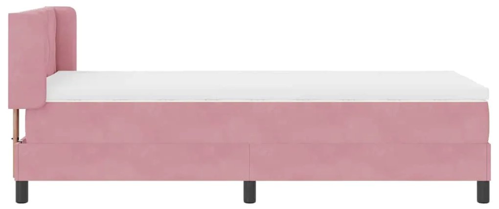 Cama Box Spring vidaXL com Colchão Rosa 90x190 cm Veludo