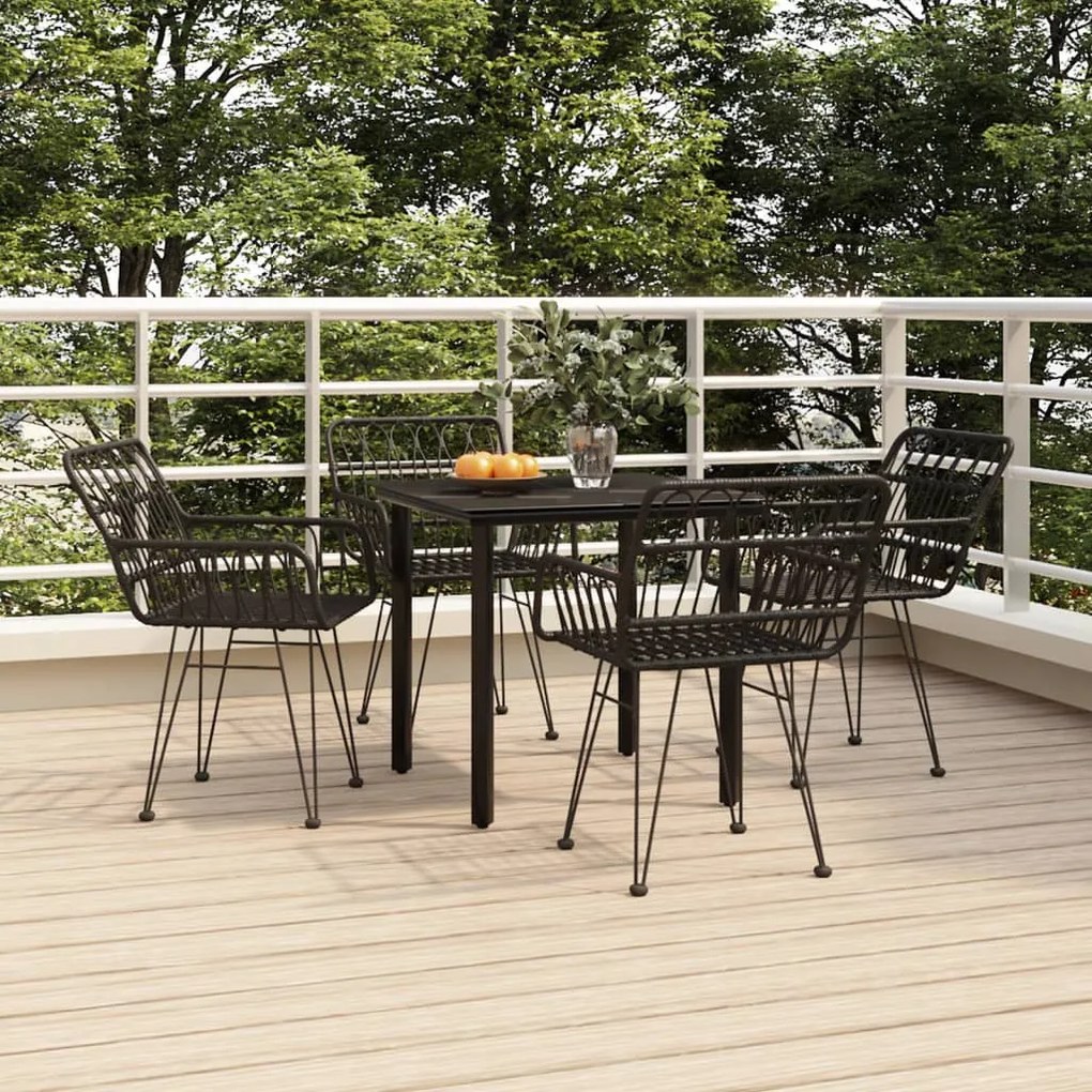 vidaXL 5 pcs conjunto de jantar p/ jardim vime PE preto