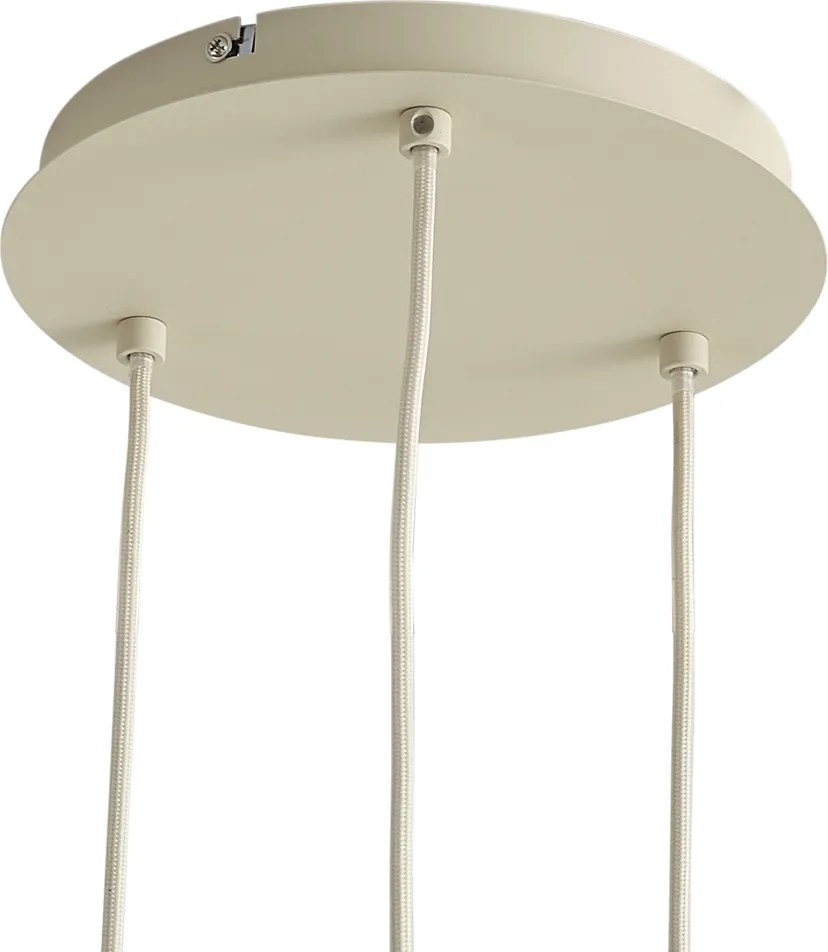 Candeeiro suspenso escandinavo bege com vidro branco redondo 3 luzes - Wisp