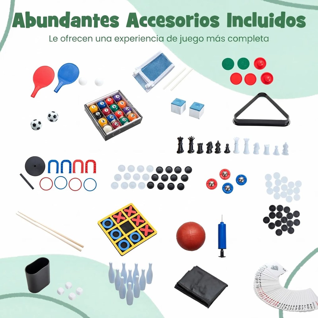 Mesa de jogos crianças 14 em 1 com basquetebol, bilhar, matraquilhos, pingue-pongue, hóquei, bowling e xadrez para festas e salas de jogos Natural