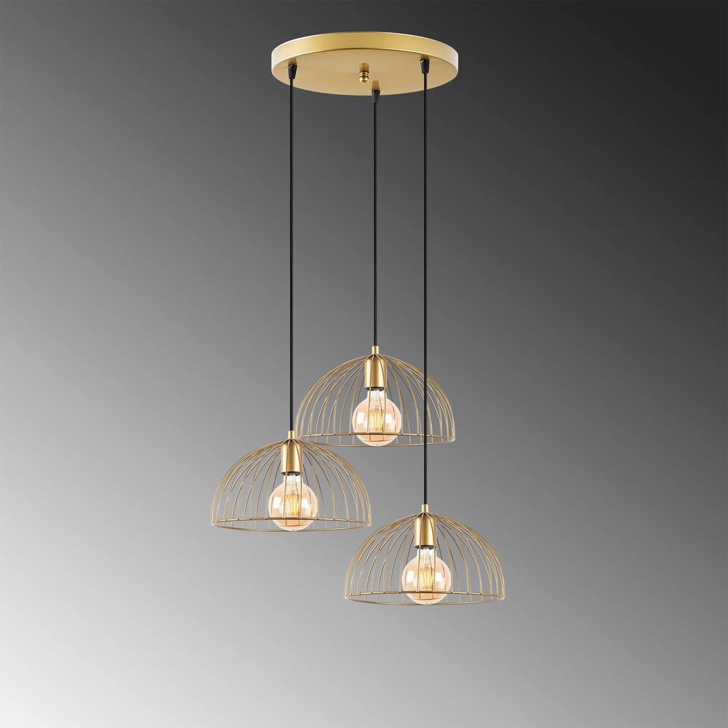 Candeeiro Telkure – Dourado Brilhante – 55 x 55 x 116 cm