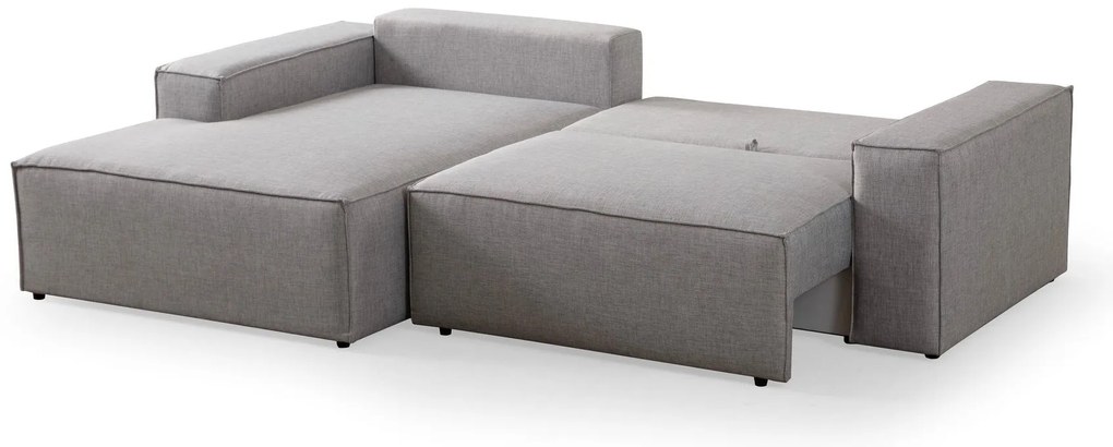 Sofá-Cama de Canto Pırlo – Cinzento Claro – 260x78x170 cm