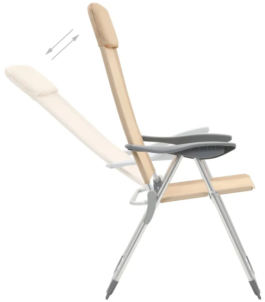 Cadeiras de campismo dobráveis 4 pcs alumínio creme