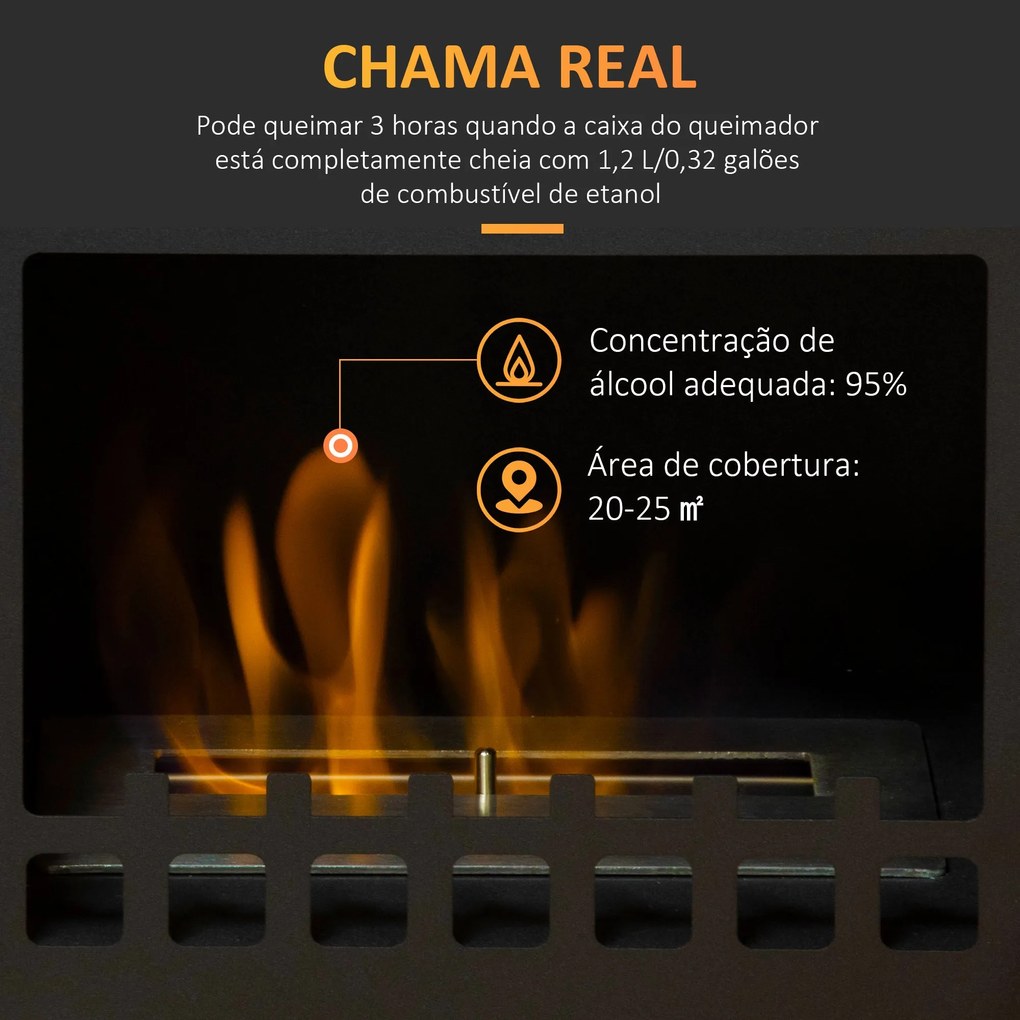 Lareira de Bioetanol 7000 BTU Lareira de Bioetanol de Pé com Tanque de