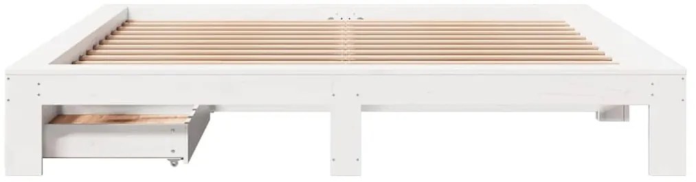 Cama sem colchão 180x200 cm madeira de pinho maciça branco
