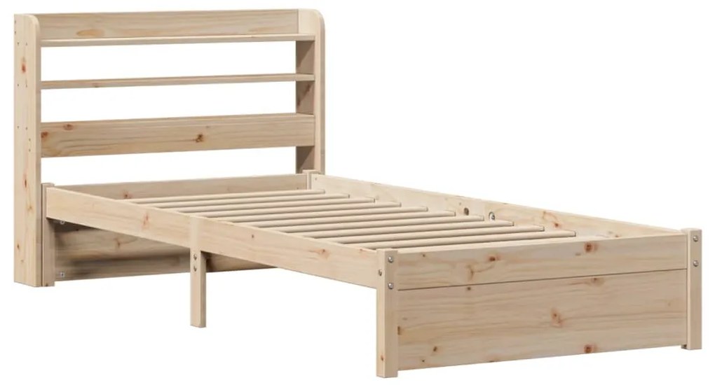 Estrutura de cama com cabeceira 75x190 cm pinho maciço