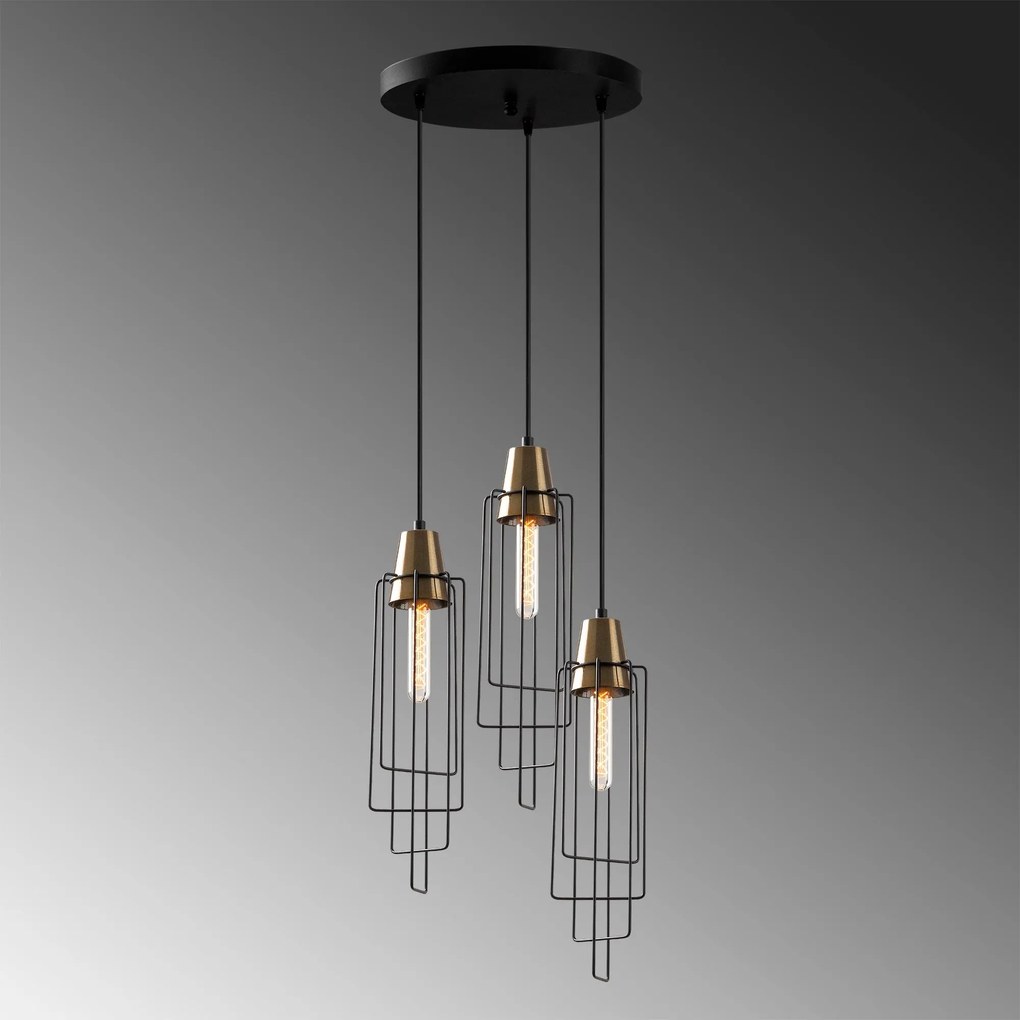 Candeeiro Chandelier Wire – Preto – 36 x 36 cm
