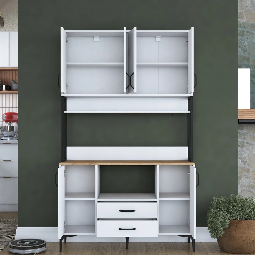 Armário Multiuso JE169 – Branco Nogueira – 120x198,6x38 cm
