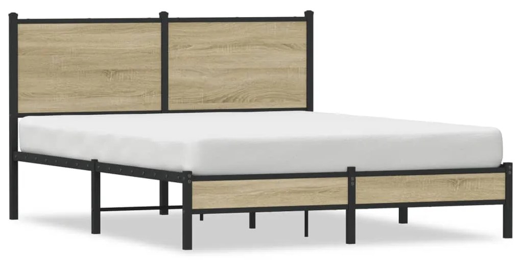 Estrutura de cama sem colchão 140x190 cm metal carvalho sonoma