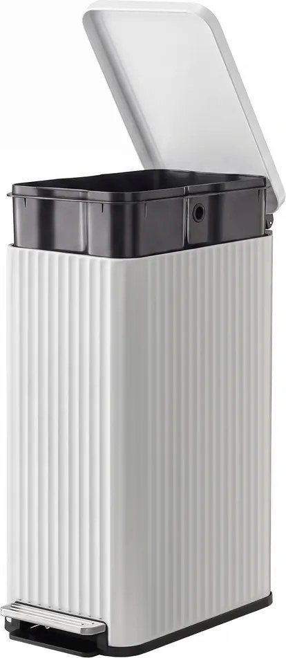 Caixote do lixo de cozinha de 50 L, caixote do lixo com pedal e tampa com fecho suave Branco