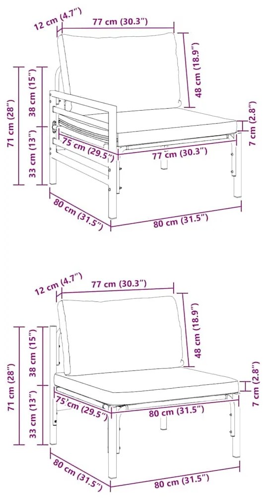 Conjunto de Sofá de Jardim 7 pcs Cinzento-escuro Aço
