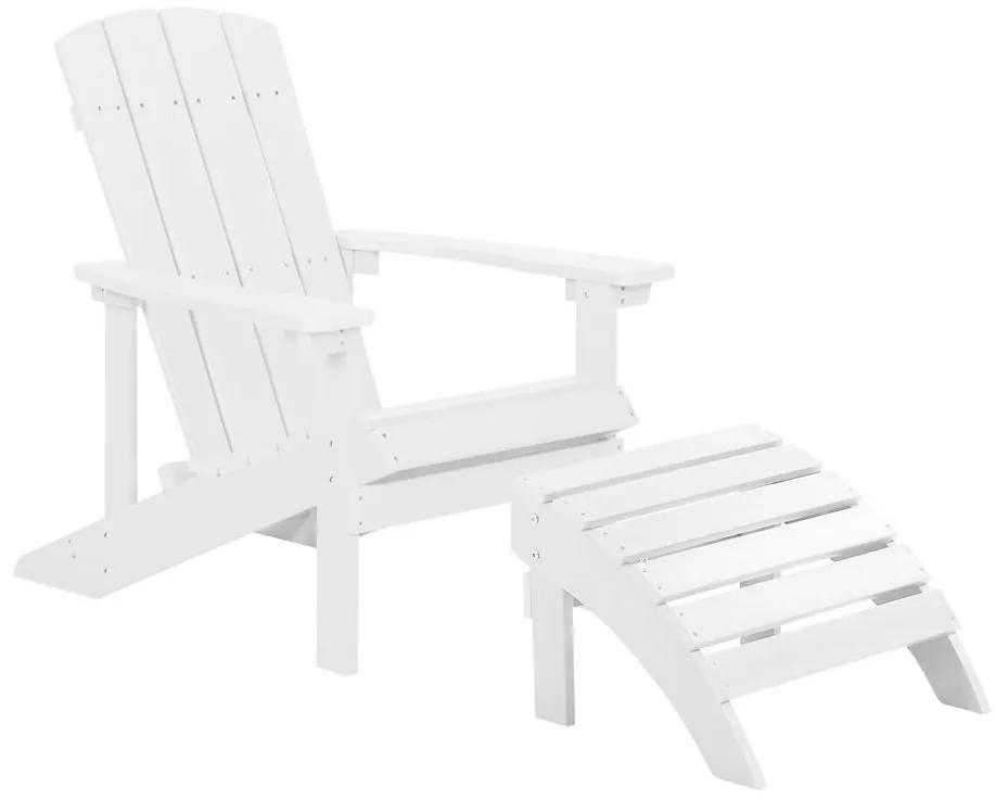 Cadeira de jardim branca com repousa-pés ADIRONDACK Beliani