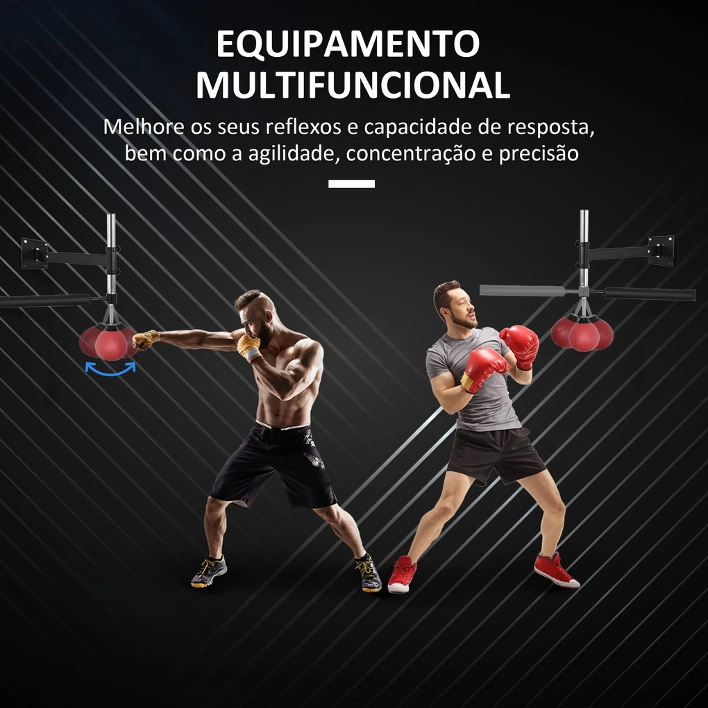 HOMCOM Punching Ball de Boxe Montado na Parede Altura Ajustável com Ba