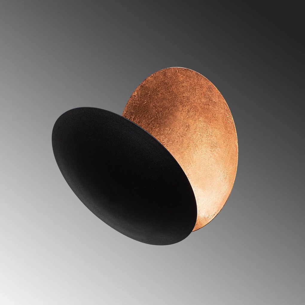 Candeeiro de Parede Yosma - Preto e Cobre - 25x25x16cm